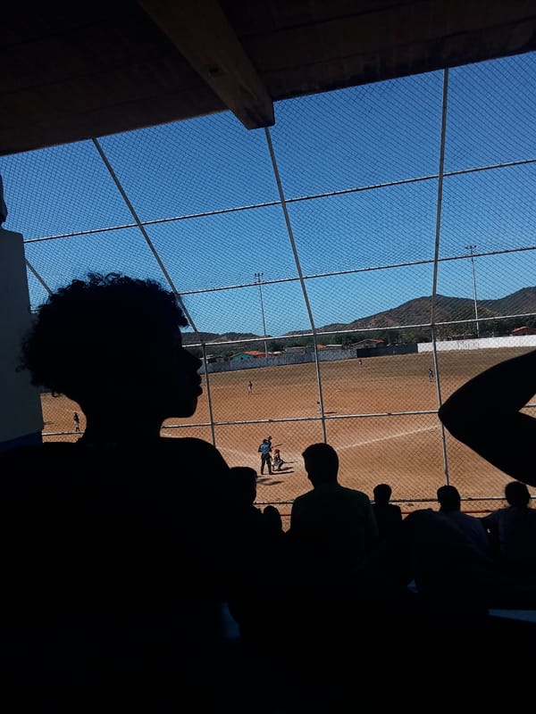 Baseball game draws spectators in Juan Griego, Venezuela