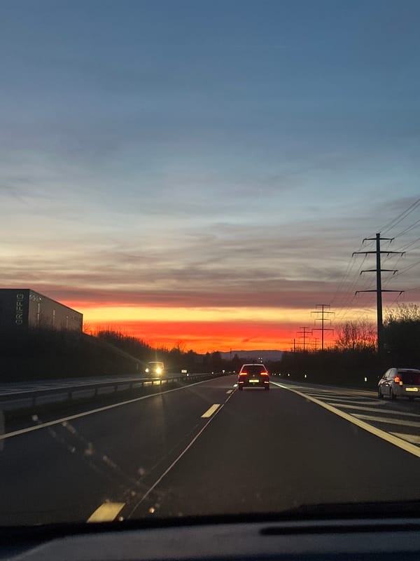 Highway traffic observed from vehicle in Uster, Switzerland