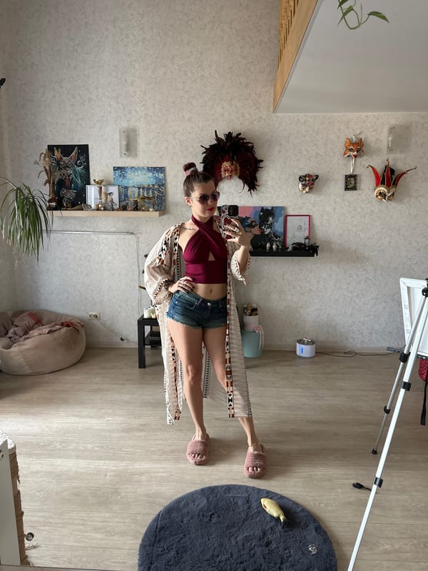 Person photographed in casual attire inside Vladimir residence