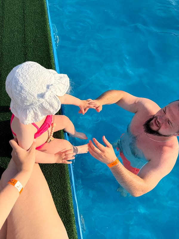 Family pool and playground day in Ugor, Russia