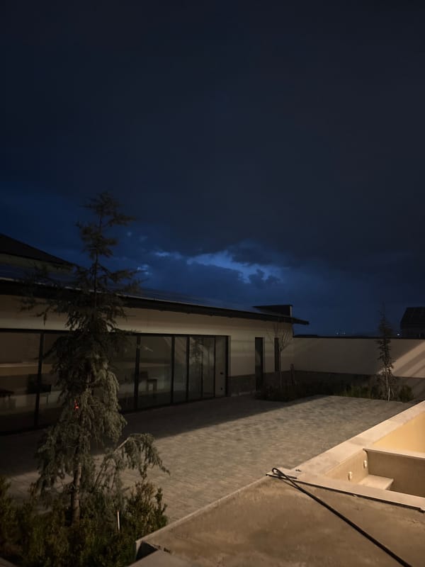 Evening documentation of modern buildings in Arinj, Armenia