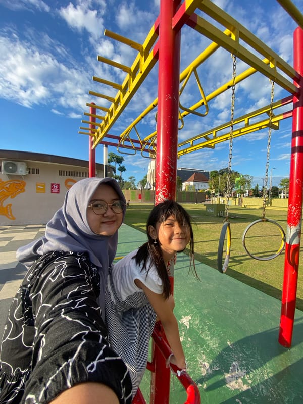 Family enjoys playground time in Sidoarjo, Indonesia