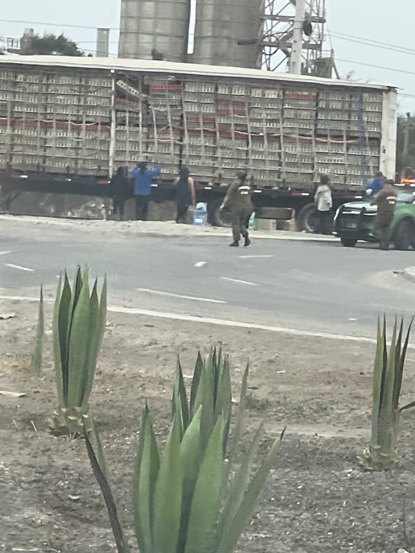 Loaded truck stops in industrial area of Arica, Chile