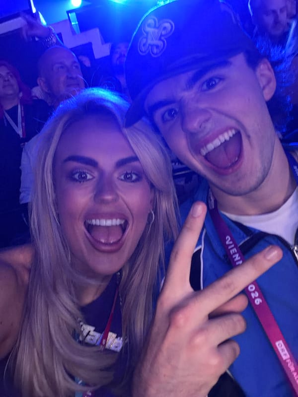 Two people take happy selfie in Vienna