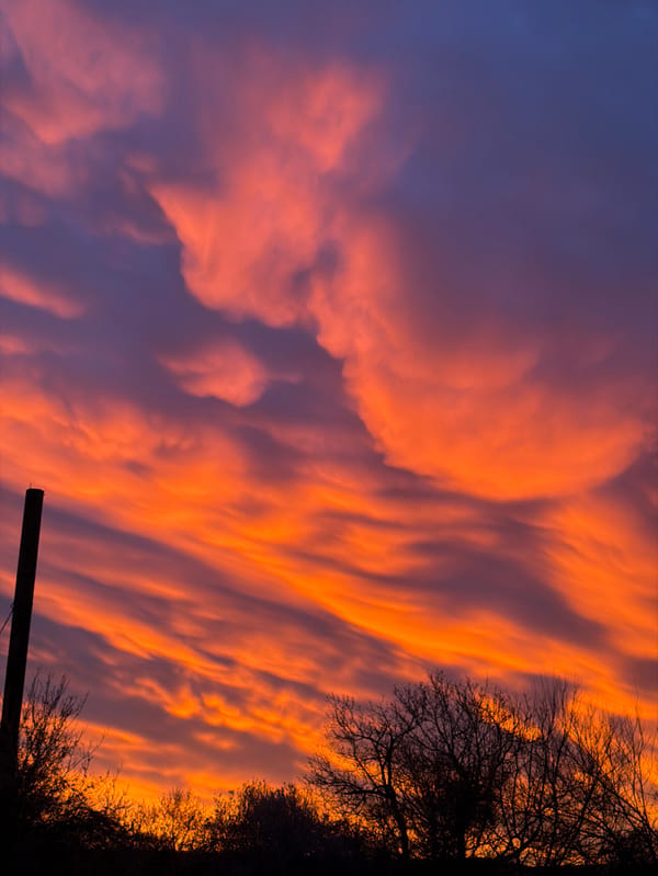 Colorful sky with dramatic clouds observed in Targovishte, Bulgaria