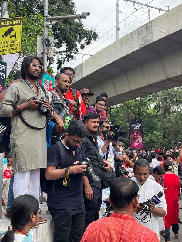 Street demonstration and cultural celebration draws crowds in Dhaka