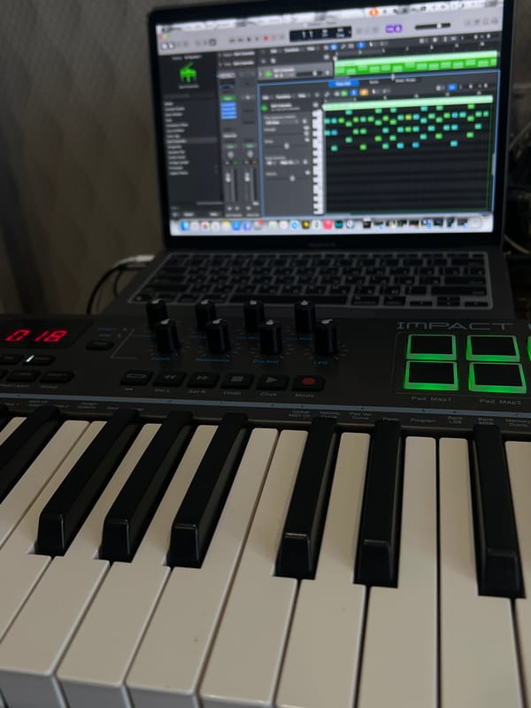 Music production setup observed in Krasnodar, Russia