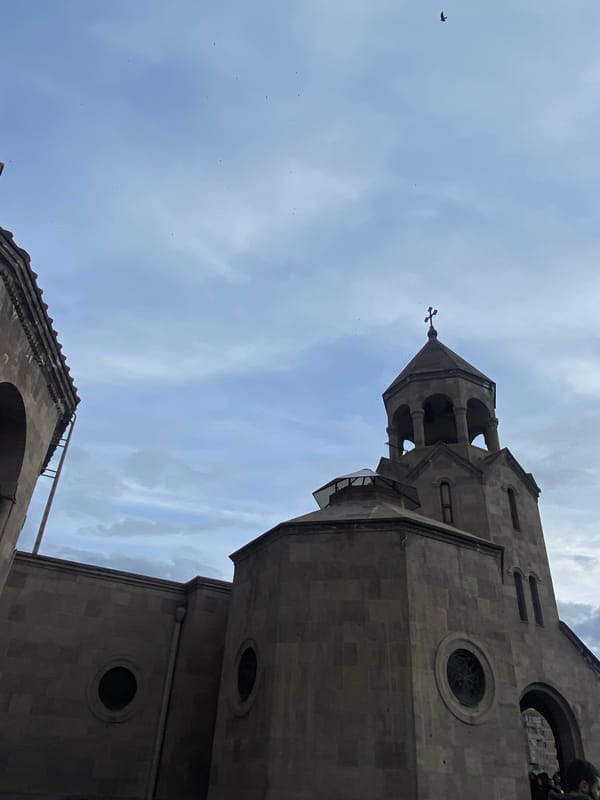 Candlelit moment captured near Armenian church in Yerevan