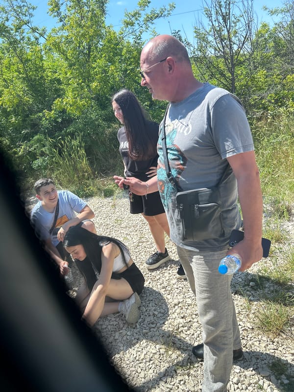 Group observed on paths and in vehicles during sunny morning