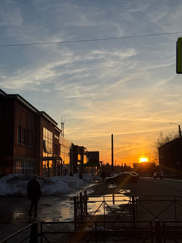 Sunset observed with golden hues in Chernushka, Russia