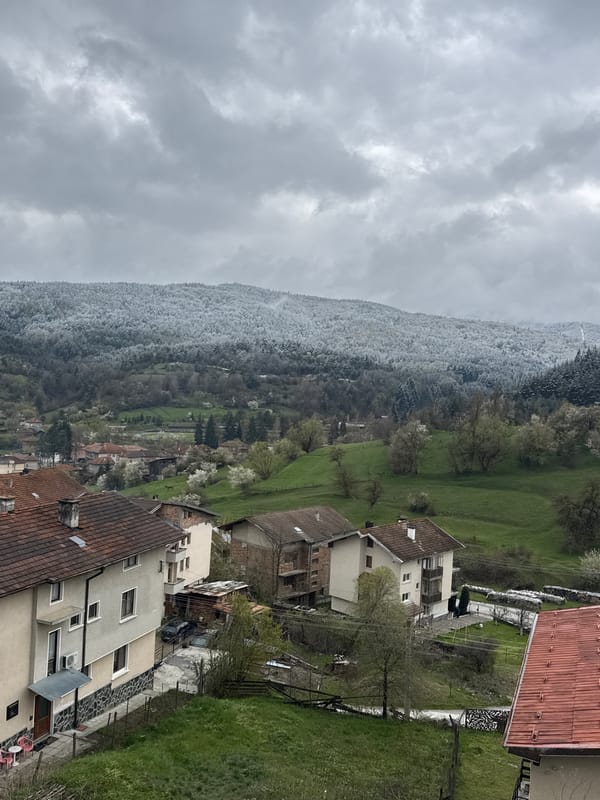 Overcast morning captured in mountainous Bulgarian village of Batak