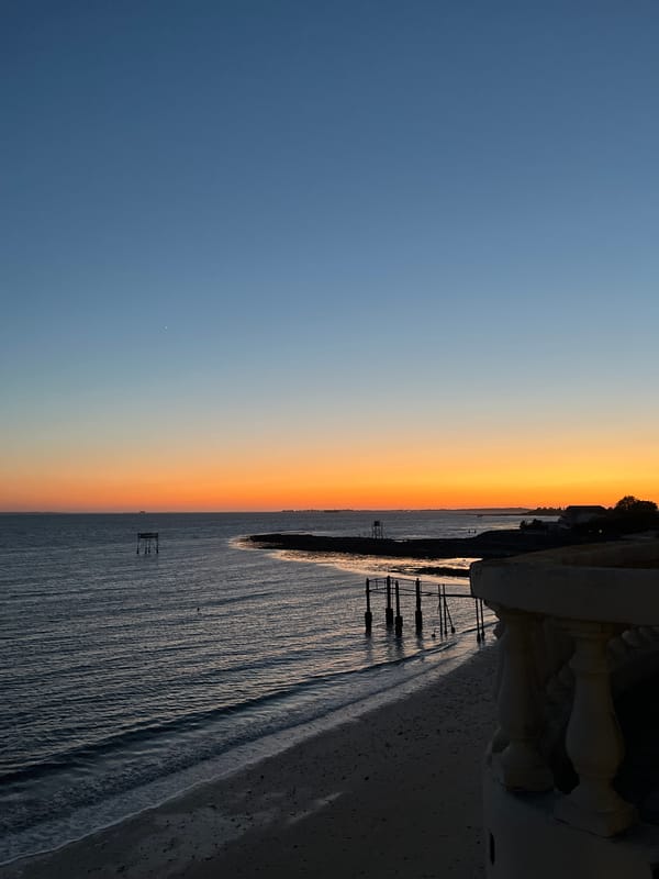 Fouras coastline at sunset, pier and open sea