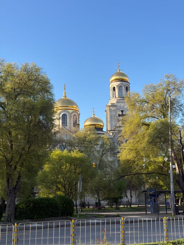 Morning documentation of Varna cathedral's golden domes captured