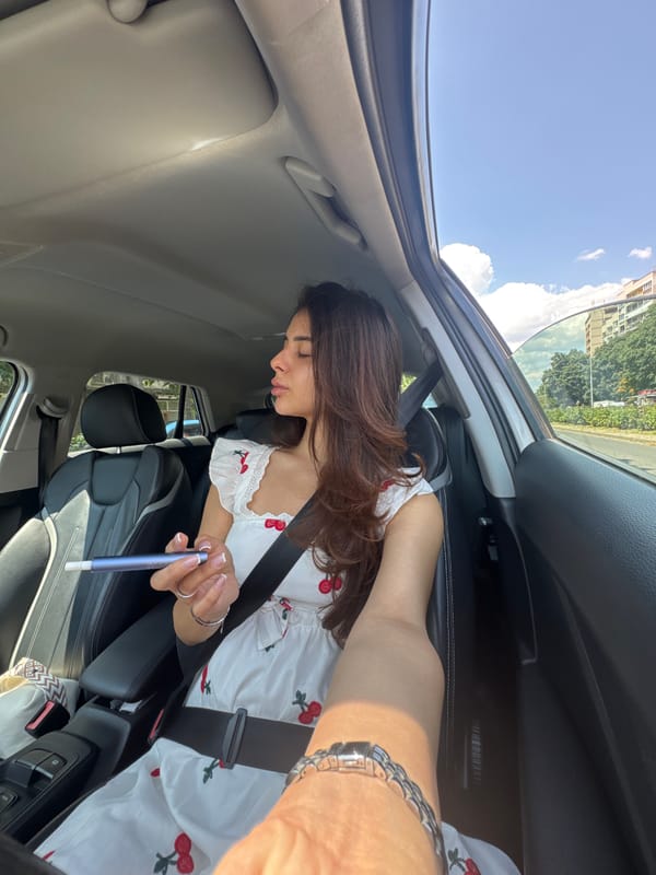 Inside a car in Plovdiv, quick snapshots from both seats
