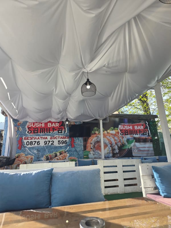 Sushi restaurant visit documented in Burgas, Bulgaria