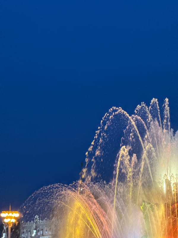 Evening fountain displays light up Moscow's VDNKh park