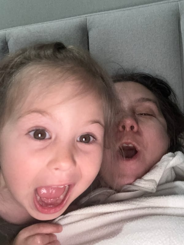 Mother and daughter share playful selfie moment in Zelenogradsk