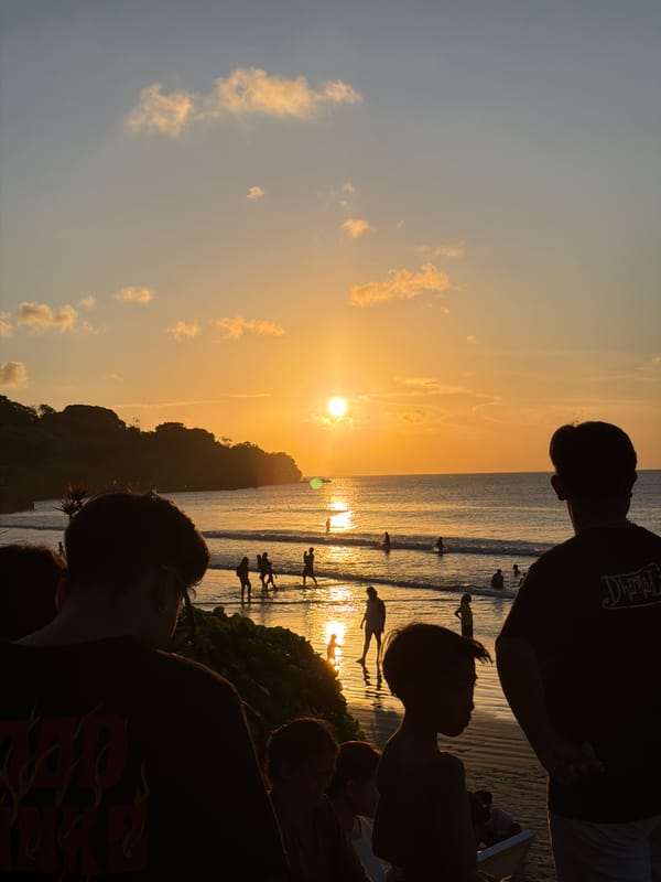 Sunset beach scenes captured in Kuta Selatan, Indonesia