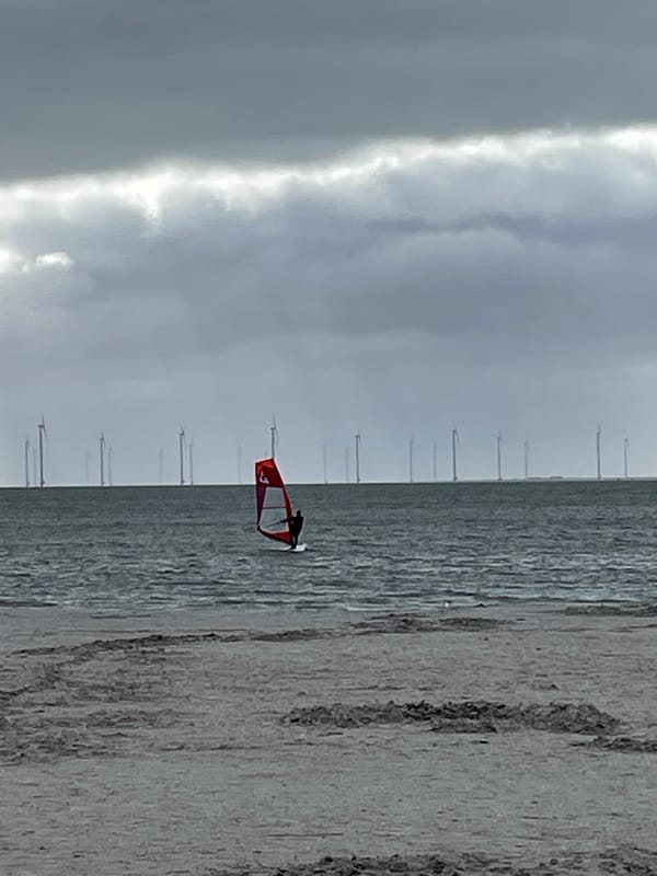 Windsurfer spotted on water near Makkum, Netherlands
