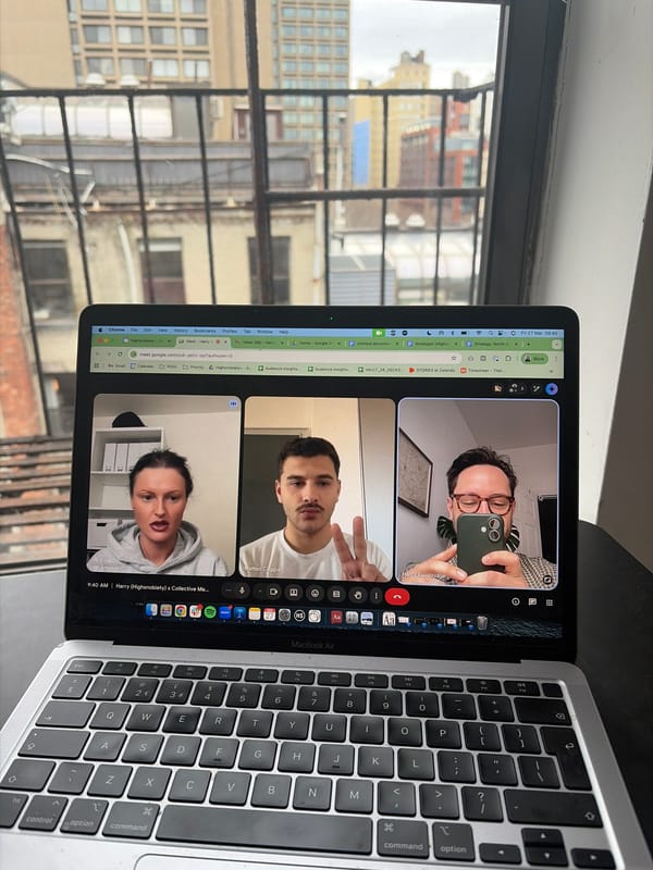 NYC resident conducts video call with Manhattan skyline backdrop