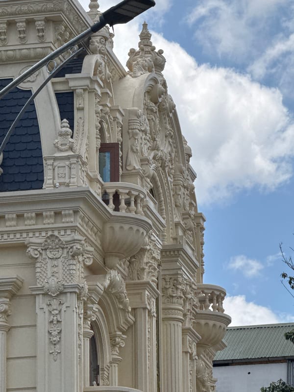 Ornate French colonial villa with golden dome, Da Lat