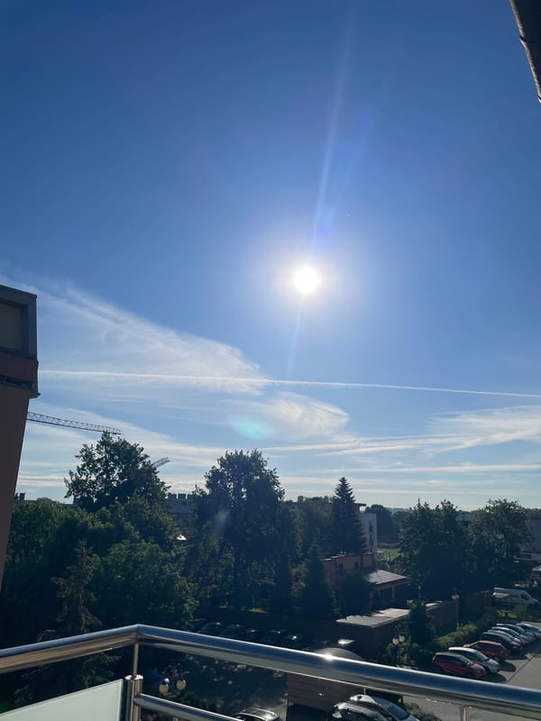 Clear morning skies with contrails witnessed across urban area
