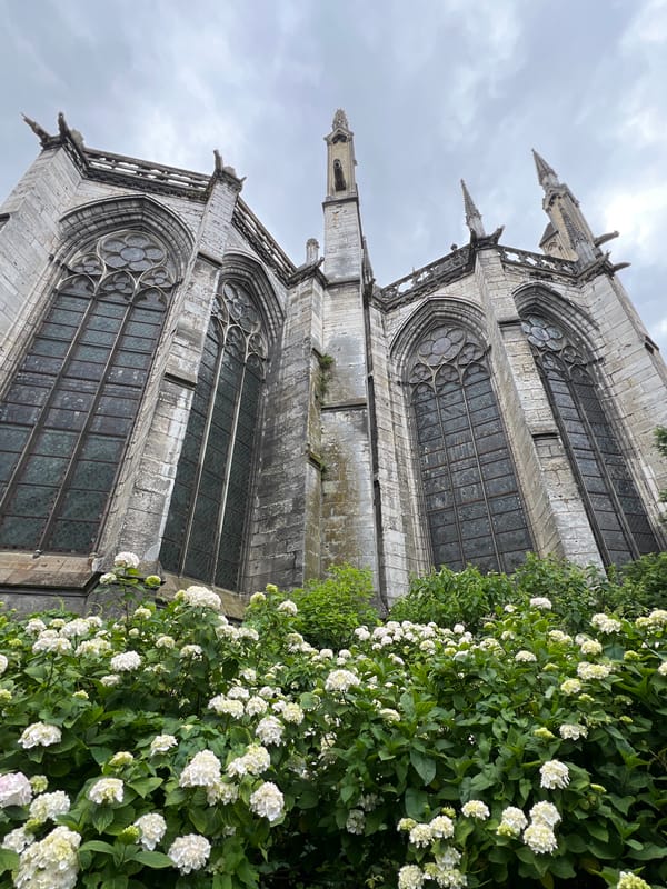 Tourist documents 18-minute walking tour of historic Rouen landmarks