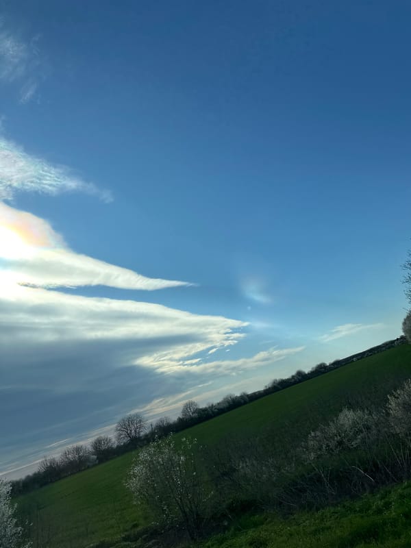 Spring afternoon sky documented in rural Bulgarian landscape