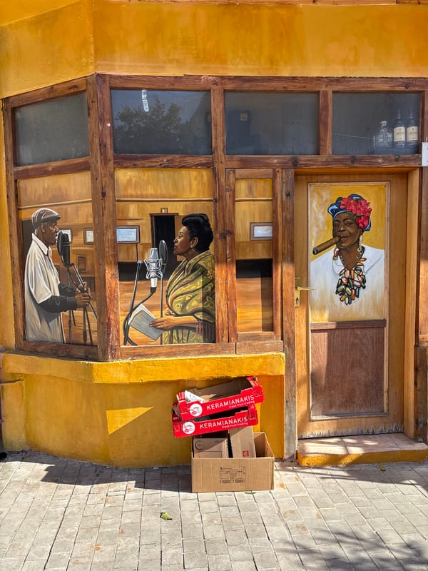 Artistic café building exterior documented in Tirana, Albania
