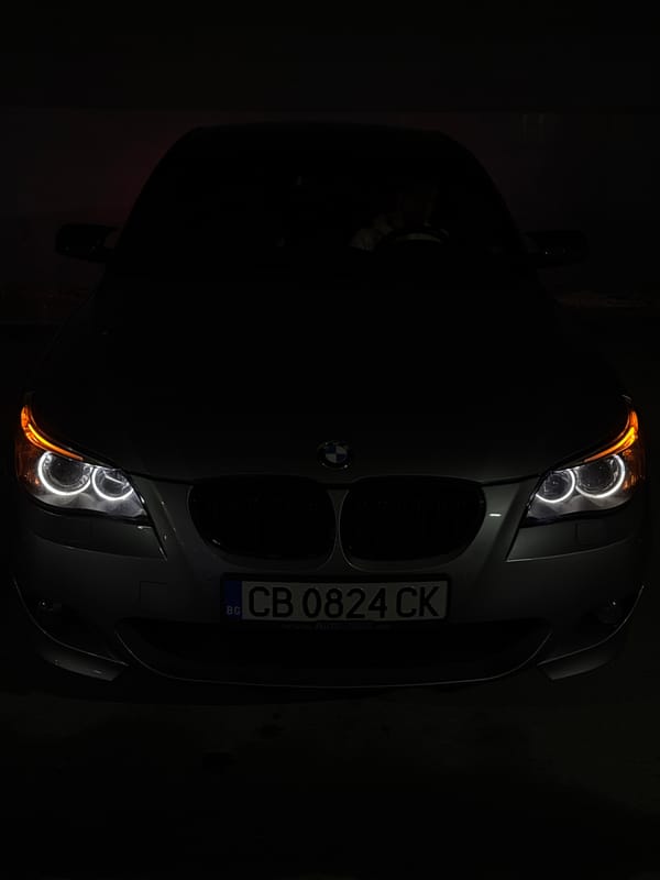 BMW photographed parked with lights on in Smolyan, Bulgaria