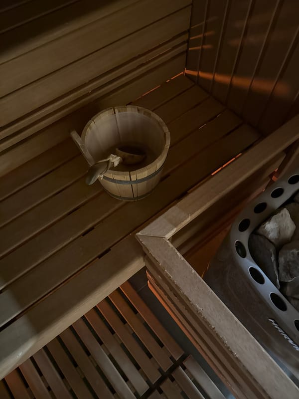 Sauna interior documented in Novi Sad, Serbia