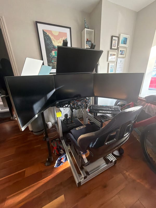Racing simulation gaming setup observed in East Suffolk