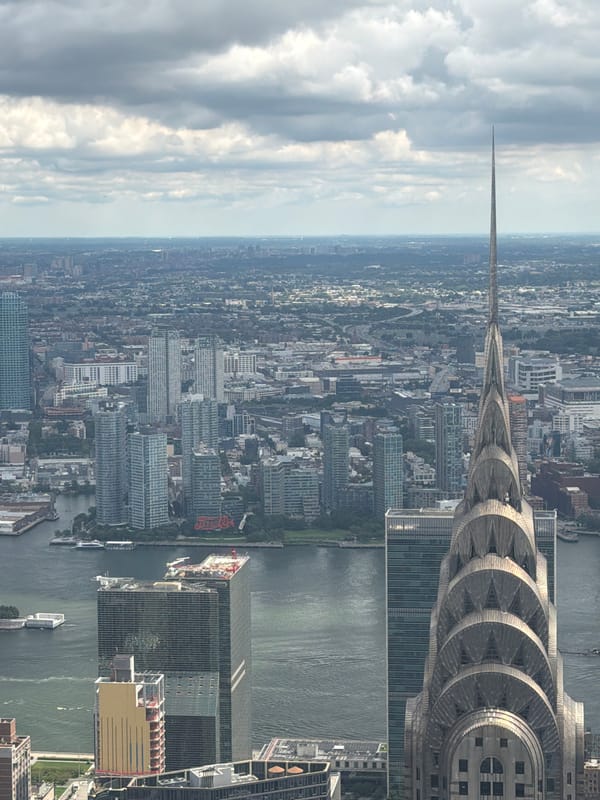 Midtown Manhattan from above, landmarks and streets