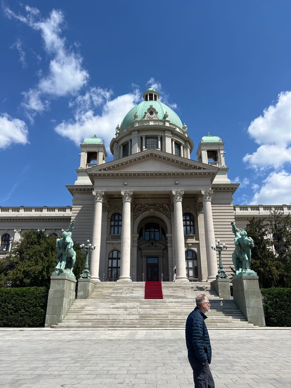 Belgrade landmarks photographed: National Assembly and Hotel Moskva