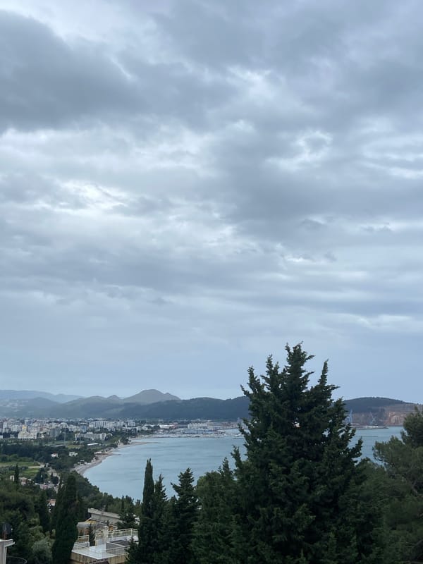 Elevated view captured of Šušanj coastline under cloudy skies