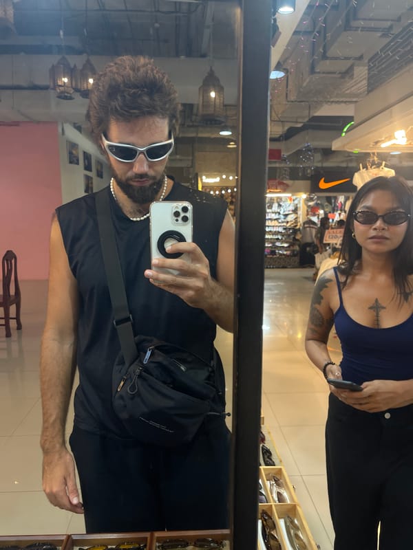 Vintage market browsing in Bangkok, clothing and collectibles