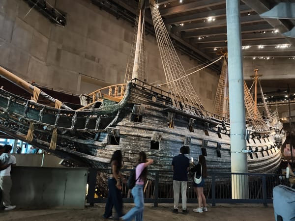 Historic wooden ship on display at a museum