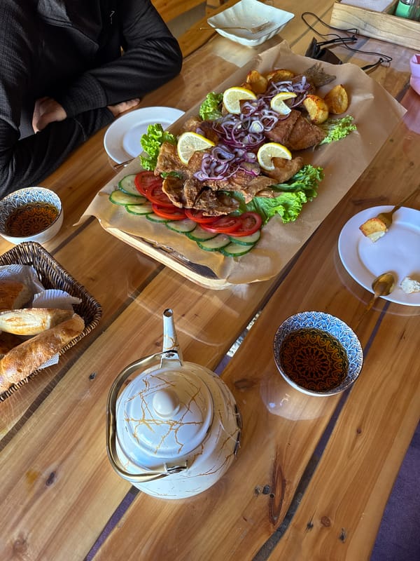 Traditional yurt dining experience documented in Balykchy, Kyrgyzstan