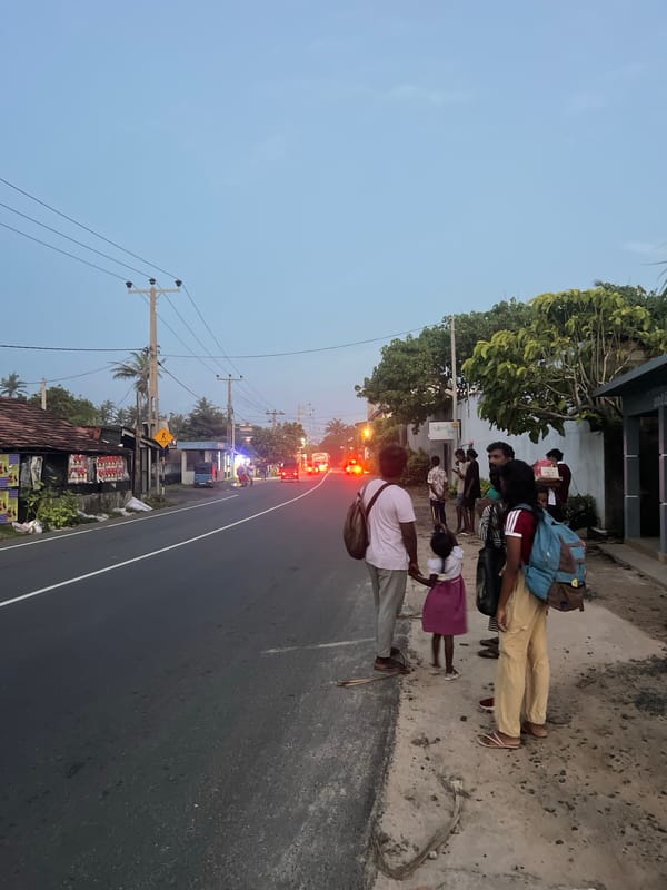 Evening street life documented in Kathaluwa, Sri Lanka