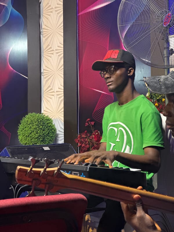 Musician performs keyboard in Onitsha, Nigeria