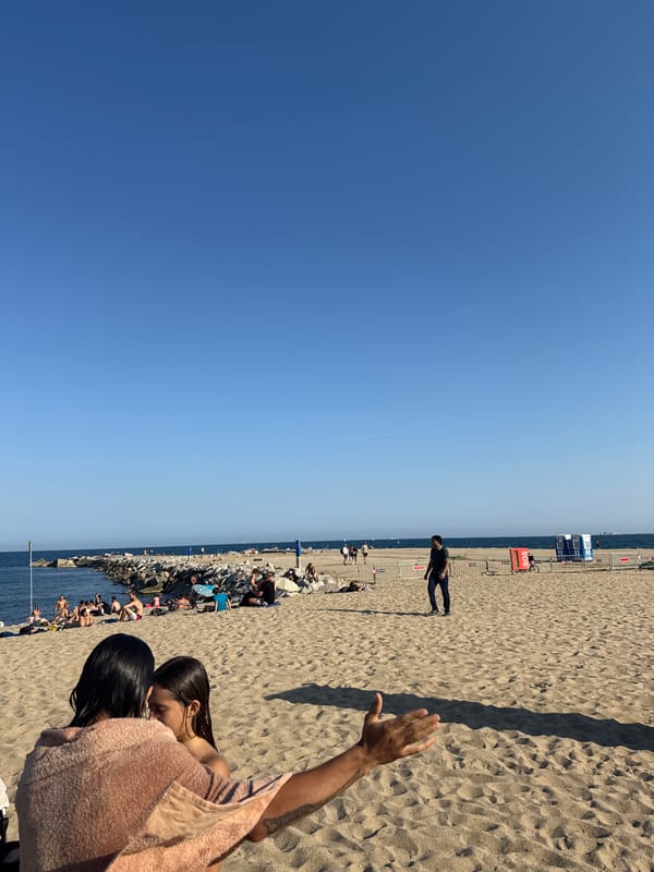 Sunny afternoon on a crowded Barcelona beach