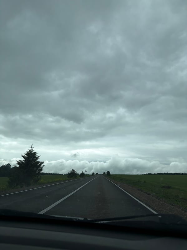 Vehicle travels paved road in Niva, Russia