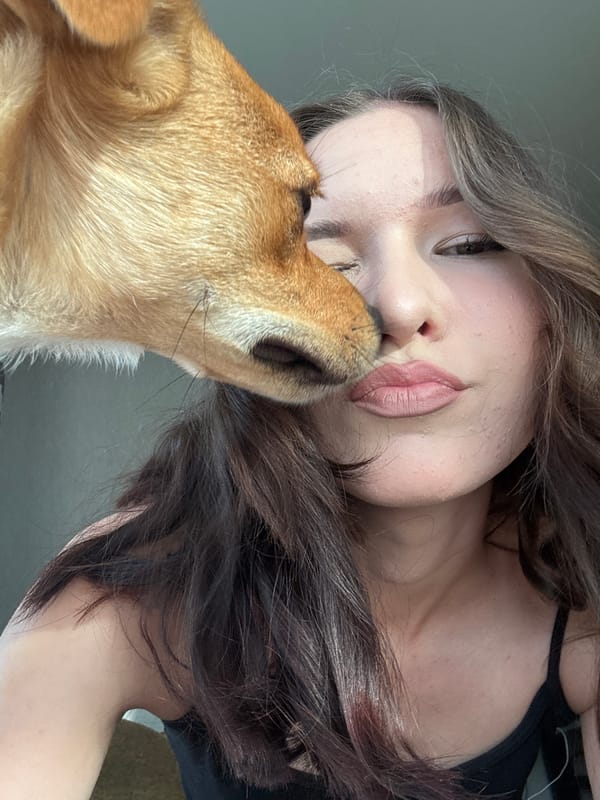 Selfie series with a dog, indoors and out, Inskoy