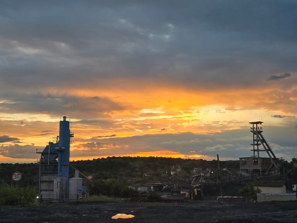 Industrial site observed at sunset in Burgas, Bulgaria