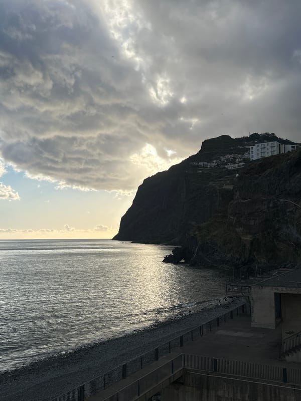 Tourist documents evening scenes in Câmara de Lobos harbor