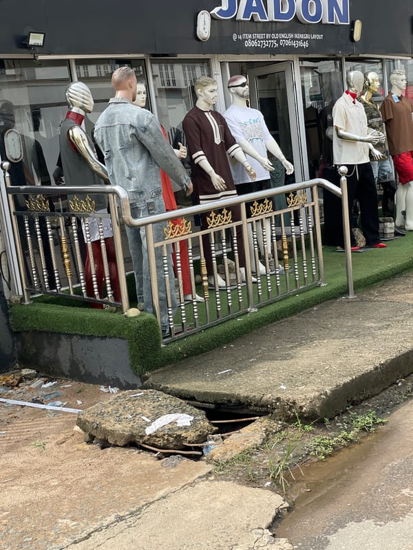 Clothing store displays contemporary fashion in Owerri, Nigeria