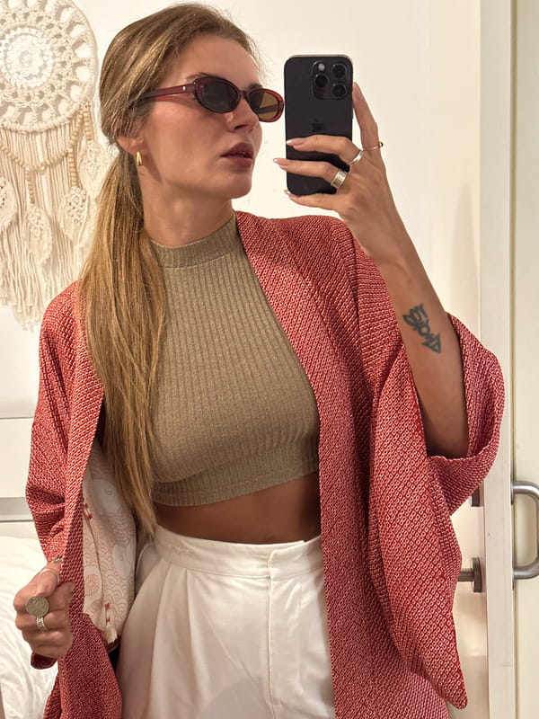 Woman takes selfie indoors in Madrid