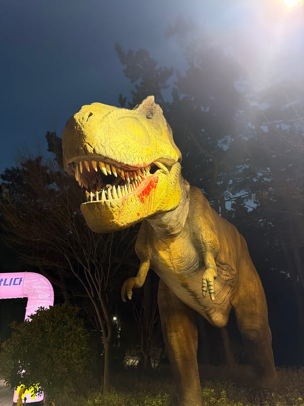 T-Rex dinosaur model displayed in Busan park