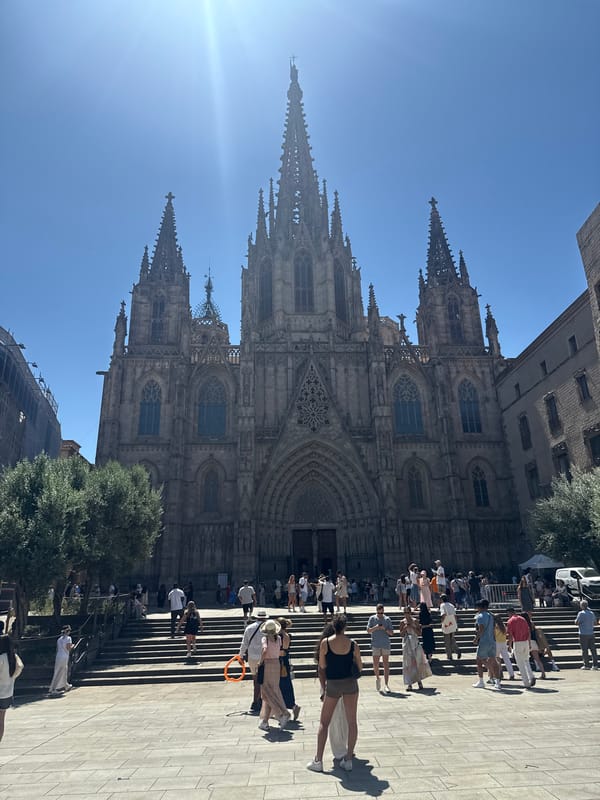 Sunday morning in Barcelona's Gothic Quarter, cathedral and streets