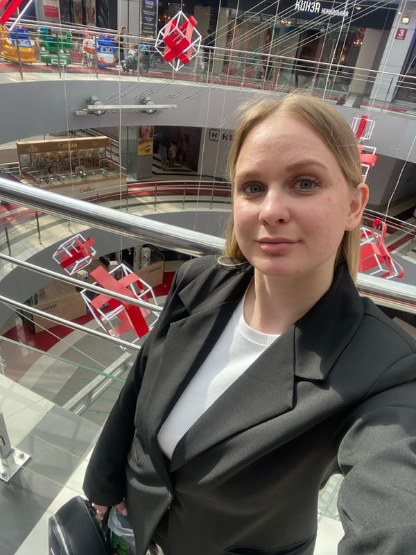 Selfie session inside a decorated Izhevsk shopping mall